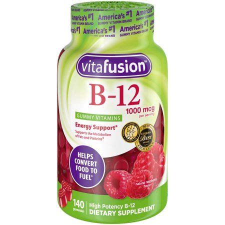 It's also far less efficient than supplements made with methylcobalamin. Vitafusion Vitamin B-12 1000 mcg Gummy Supplement, 140ct ...