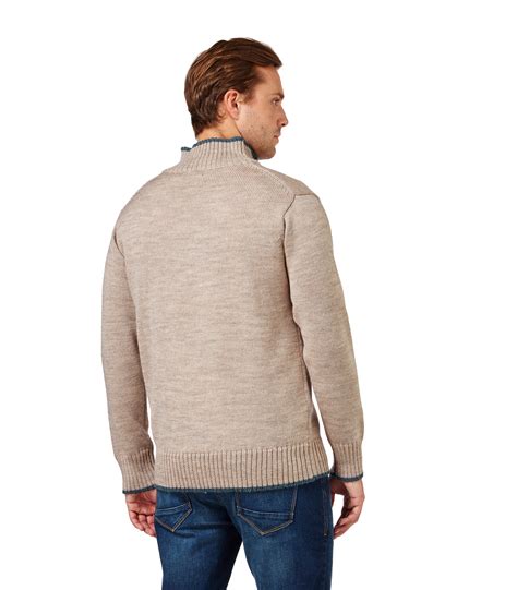 Woolovers Mens Pure Wool Chunky Zip Neck Jumper Sweater Christmas Knitted