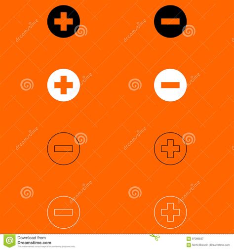Add Sign And Delete Sign Black And White Set Icon Stock Vector