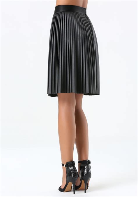Lyst Bebe Pleated Faux Leather Skirt In Black