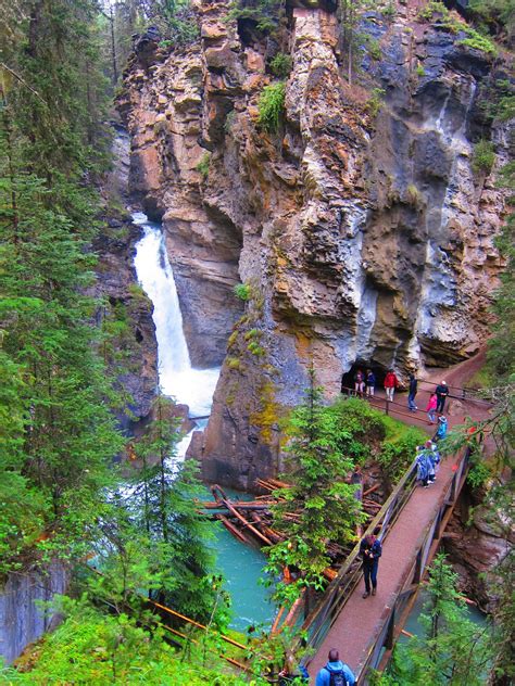 Alberta Hiking In Johnston Canyon At Banff National Park For Two