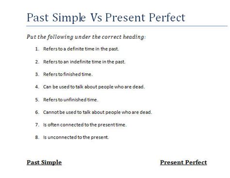 Distinguishing Between Past Simple And Present Perfect