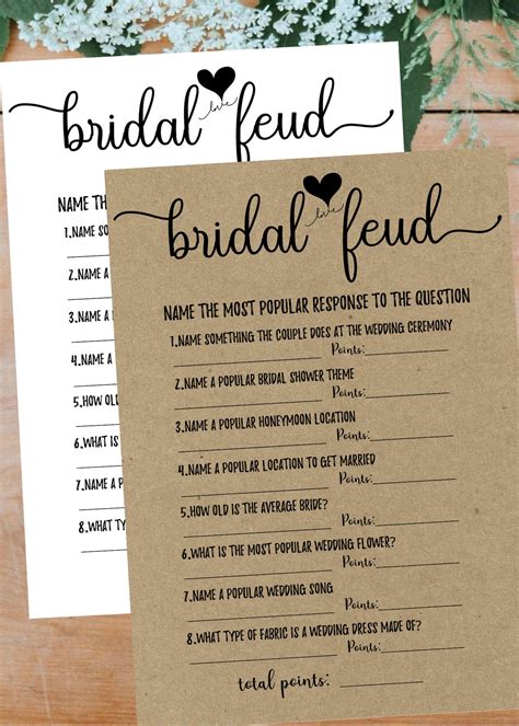 Bridal Feud Bridal Shower Games Pdf Printable Download Newlywed Party Fun Party Game Brunch