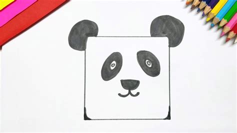 Drawing And Coloring Panda From Basic Shapes Square How To Draw And