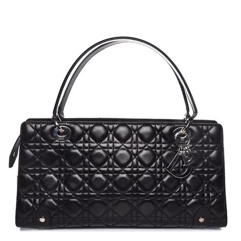 Christian Dior Lambskin Cannage Quilted Soft Lady Dior East West Bag
