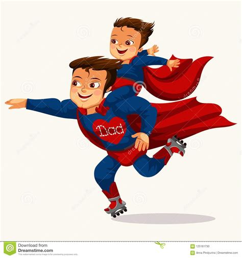 Dad Is Superhero Flat Colorful Poster Stock Vector