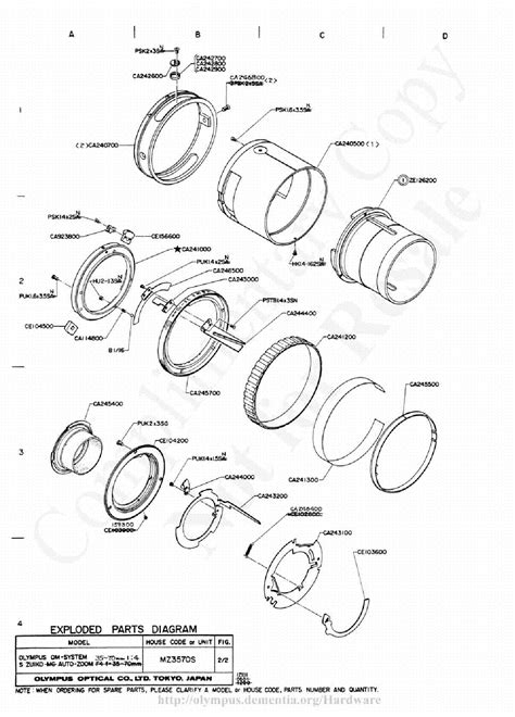 Olympus 35 70mm F4 Exploded Parts Diagram Service Manual Download