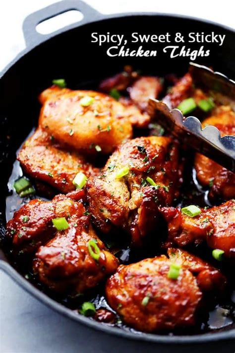 Spicy Sweet And Sticky Chicken Thighs Recipe Diethood
