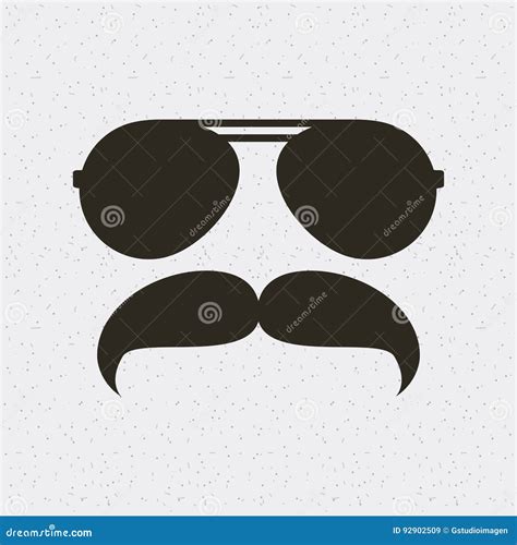 Glasses And Mustache Hipster Style Isolated Icon Stock Vector