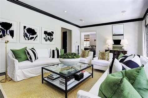 Epic black white and green living room ideas 89 on ideas for long. White and Black Living Room with Emerald Green Accents - Transitional - Living Room