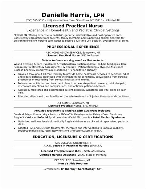 Nursing Student Resume Example Awesome Licensed Practical Nurse Resume