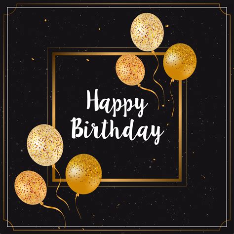 Happy Birthday Card With Gold Glitter Balloons 570482 Vector Art At