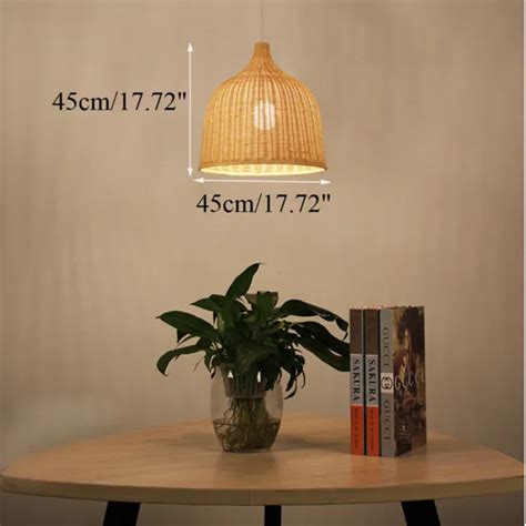 Vintage Bamboo Wicker Rattan Pendant Light Fixture Hanging Ceiling Lamp