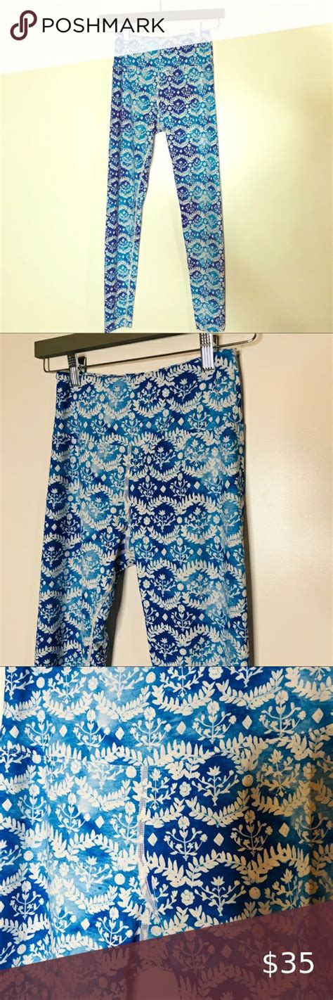 Mira Rae Blue White Floral Yoga Pants Floral Yoga Pants Blue And