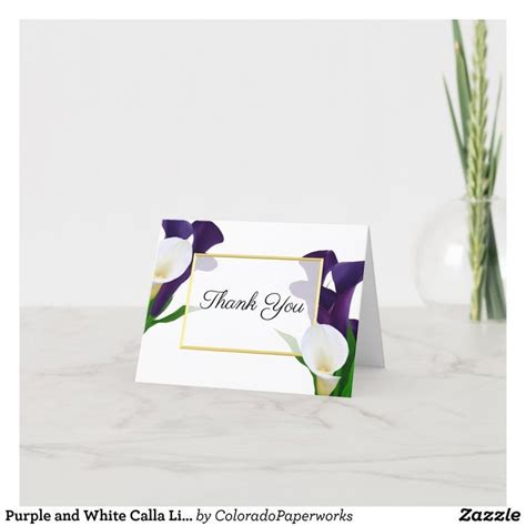 Purple And White Calla Lily Thank You Card Thank You Card Size Thank
