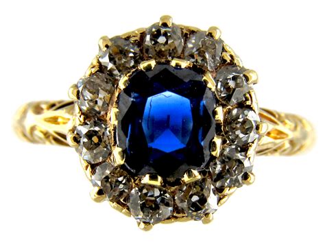 Diamond And Sapphire Cluster Ring 972d The Antique Jewellery Company