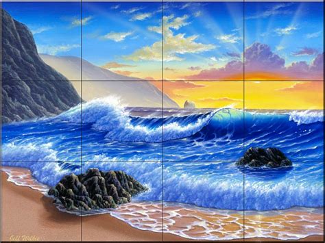Tile Mural Sunset Break By Jeff Wilkie Beach Style Tile Murals