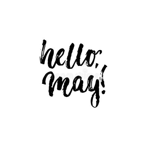 Hello May Hand Drawn Lettering Phrase Isolated On The White