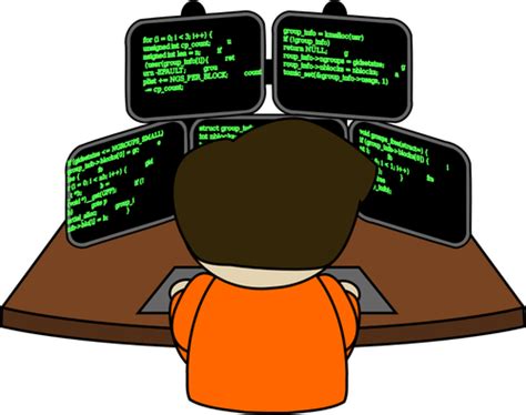 Male Programmer Working With Five Screens Vector Image Public Domain