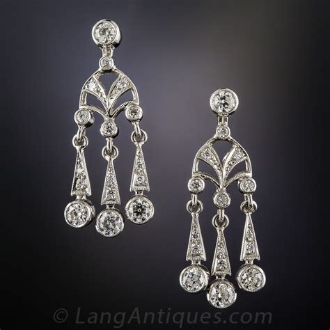 Art Deco Style Chandelier Diamond Earrings