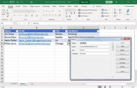 Create Forms With Excel