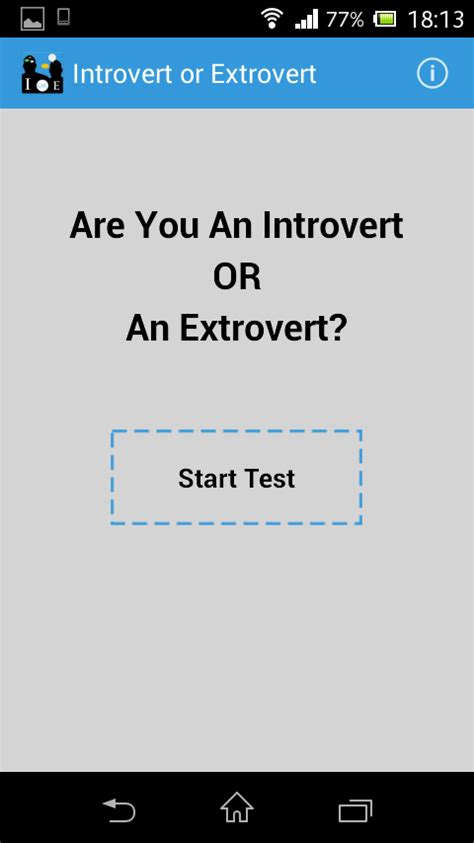 Posted on july 12, 2011 by lior. Introvert or Extrovert Test - Android Apps on Google Play