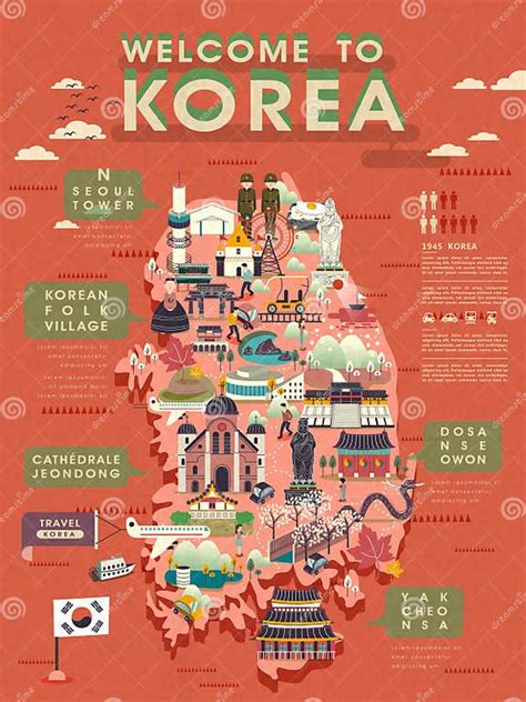South Korea Travel Map Stock Illustration Illustration Of Building 63059322