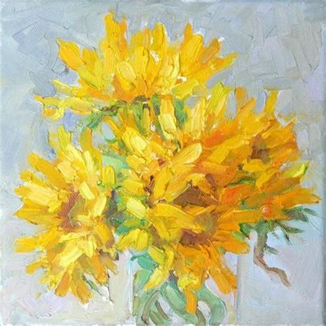 Daily Paintworks Sunflowers In Vase Still Life Oil On Canvas 8x8