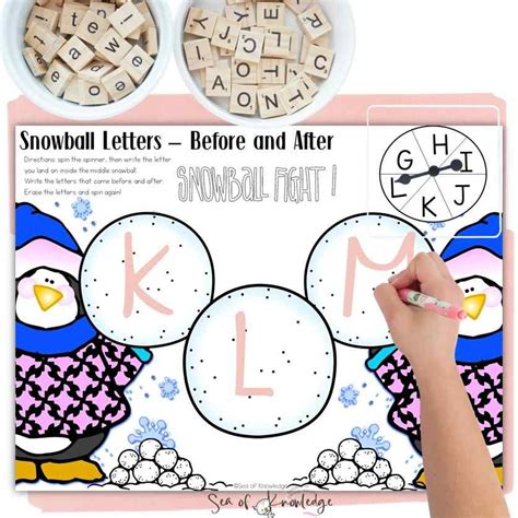 Letters Before After And Between Worksheet Snowball Fight