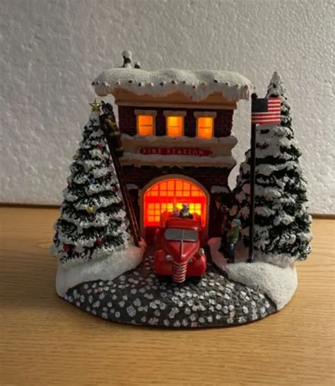 Thomas Kinkade Lighted Christmas Fire Station A First Responders