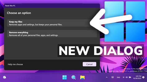 How To Enable New Dialog Ui For Reset This Pc In Windows 11 25231 Youtube