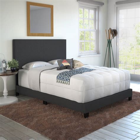 Premier Sutton Upholstered Linen Platform Bed Frame Full Black
