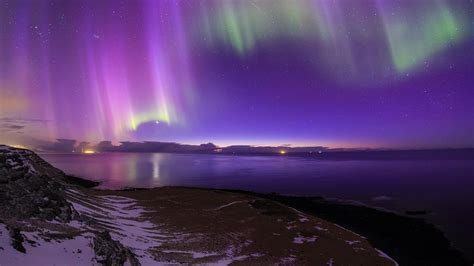 Coastline 1080p Northern Lights Nordic Light Aurora Borealis Night