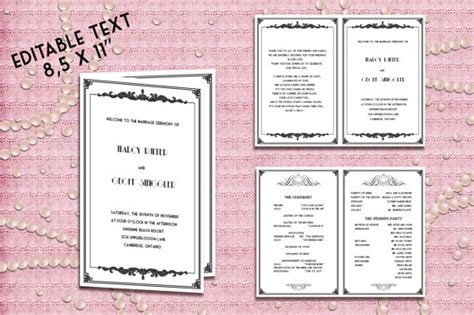 These invites look so good, no one will believe they're free. Printable Wedding Program Template Great Gatsby Style Art