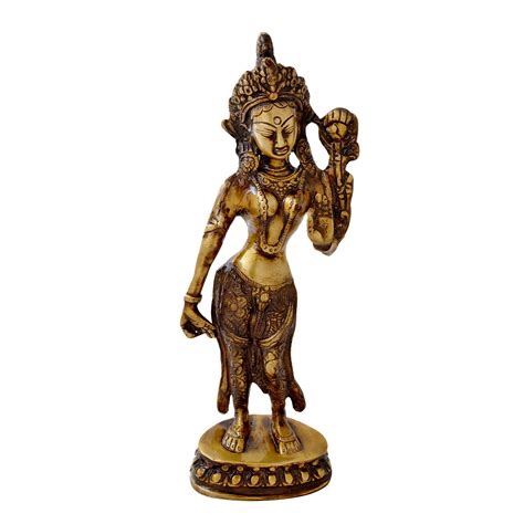 Brass Goddess Tara Standing Statue Standard Multicolour Two
