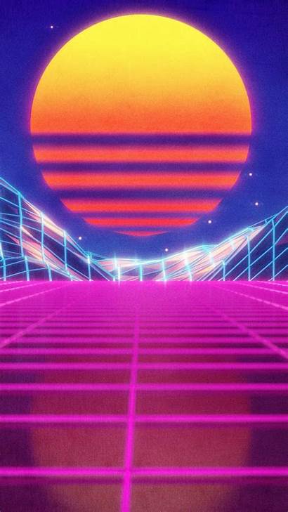 Retro Iphone Wallpapers Wave Neon 80s Mobile