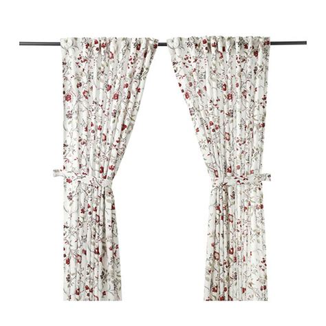 Ikea Ingmarie Curtains Drapes Linen Blend Floral Scandinavian Country