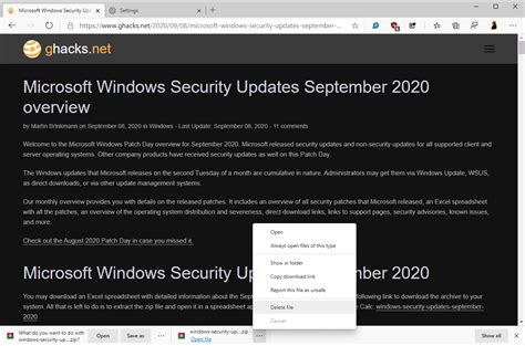 New Microsoft Edge Gets Opensavecancel Prompts For Downloads Ghacks