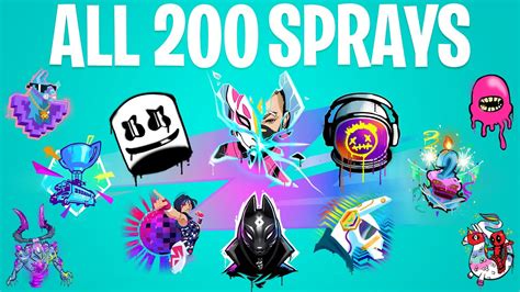 Fortnite All Sprays All 200 Sprays Youtube