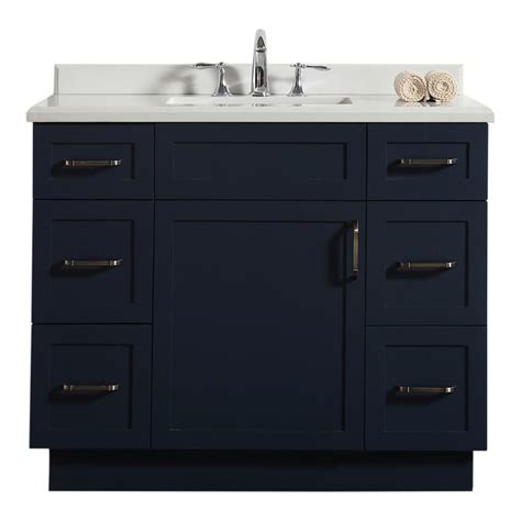 Ove Decors Lincoln 42 In W Bath Vanity In Midnight Blue With Marble