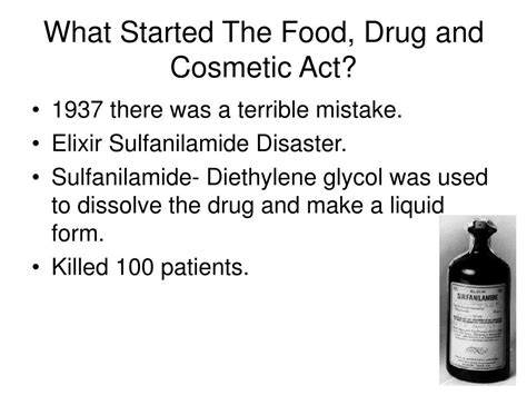 This law, as amended, is still in force today. PPT - Food, Drug and Cosmetic Act (FDC) and Agricultural ...