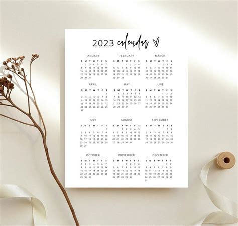Druckbarer Kalender 2023 Jahreskalender 12 Monate Etsyde