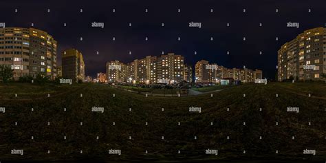 360° View Of Full Seamless Spherical Hdri Night Panorama 360 Degrees