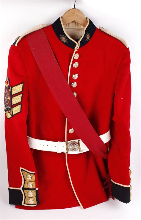 Coldstream Guards Colour Sergeant Uniform Black Bearskin With 5 Red