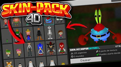 El Mejor Pack De Skins 4d Para Minecraft Pe 119 Skin Pack 4d For