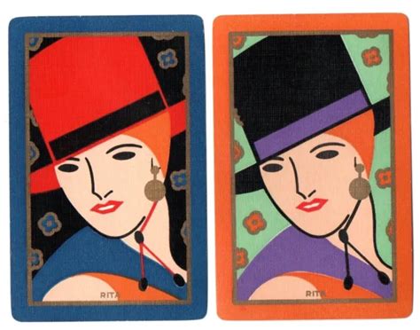 Art Deco Us Narrow 1920s Lady Vintage Swap Cards Playing Card Rita