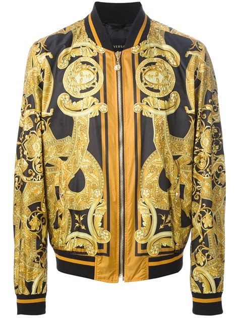Versace Bomber Jacket In Gold For Men Black Lyst