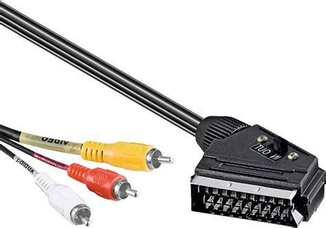 powteq 2 meter premium scart kabel rca audio and video standaard scart aansluiting