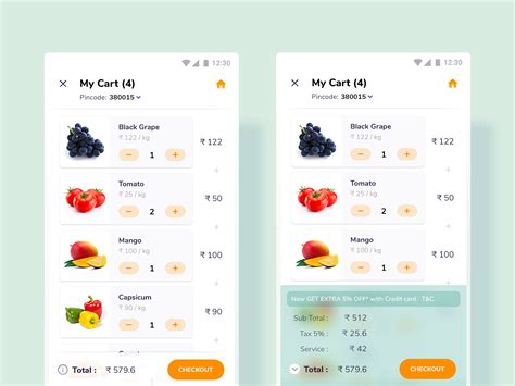 Shopping Cart Grocery App Groceries App App Interface Design App