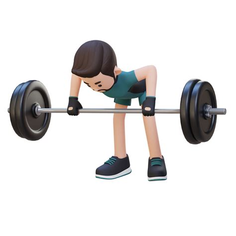 3d Sportsman Character Sculpting Back Muscles With Bent Over Row Workout 26469032 Png